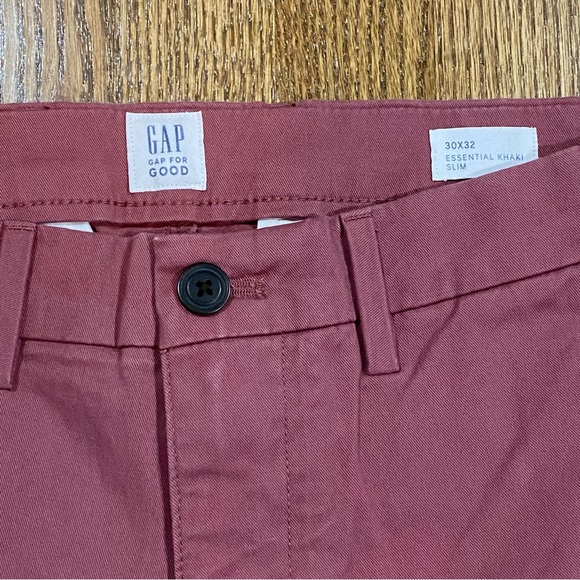 GAP Essential Skinny Khaki Trousers GapFlex Red Mens Size 30x32 Slim Leg Stretch - Picture 4 of 6